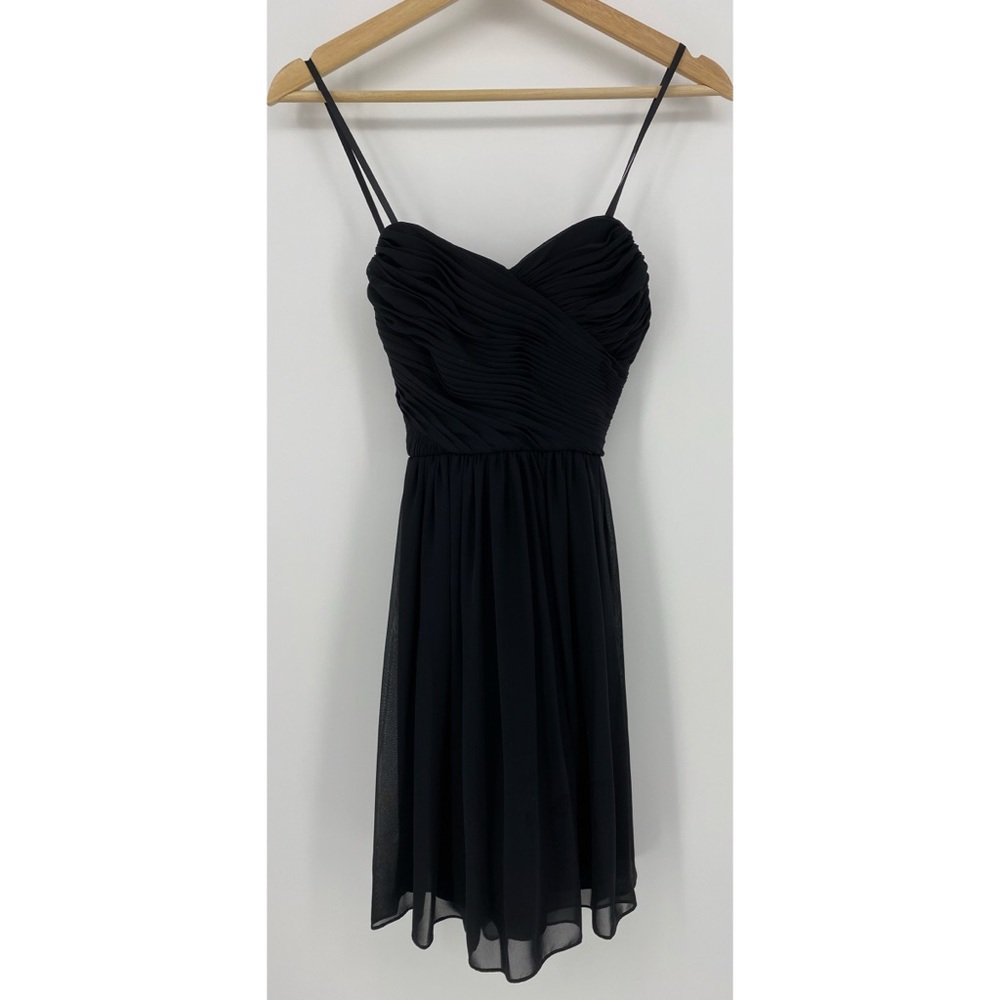 Jill Stuart Black Spaghetti Strap Pleated Dress